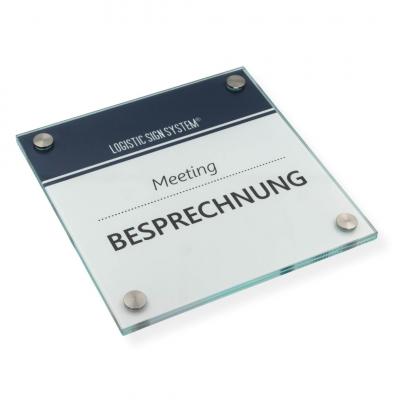 Tuerschild VITRUM B , Glasschild fuer Buero 180 180 mm
